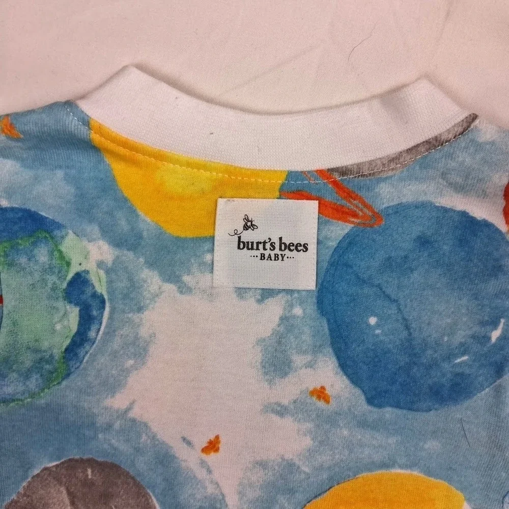 Burt's Bees Outer Space Planet Baby Boy Sleeper 12 Mos Organic Cotton Footed NWT